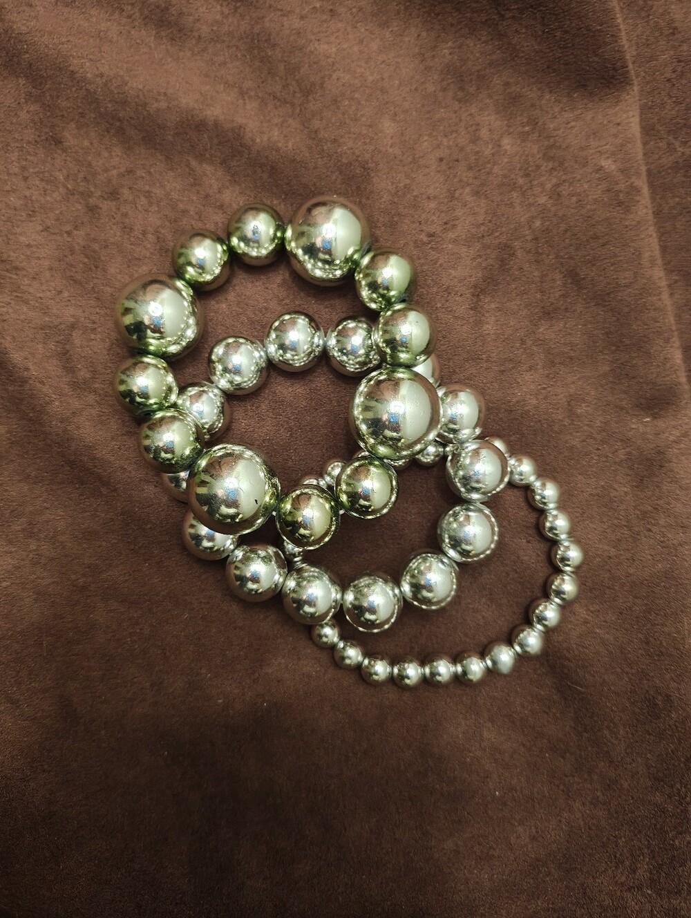 Silver Beaded Stretch Bracelet Set - Women Jewelry
